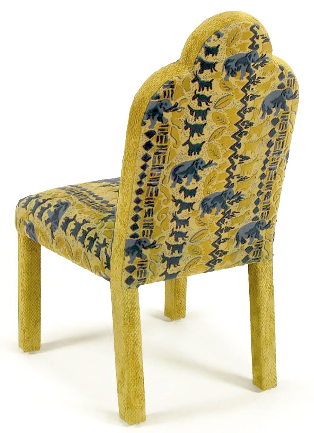 Four Art Deco Revival Fully Upholstered Dining Chairs In Good Condition In Chicago, IL