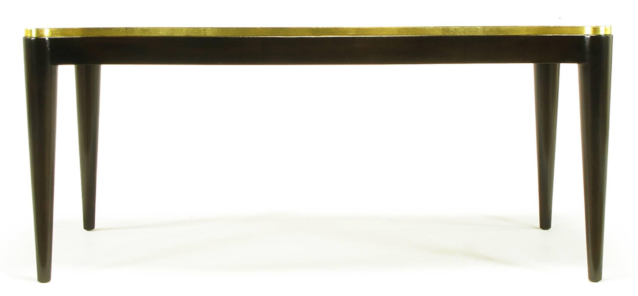 Mid-20th Century Davidson Ltd Ribbon Mahogany & Parcel Gilt Regency Coffee Table For Sale