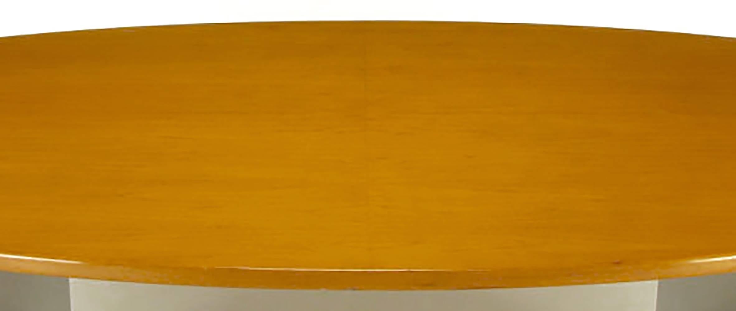 Dunbar Oval Ash and Polished Steel Dining Table In Excellent Condition In Chicago, IL