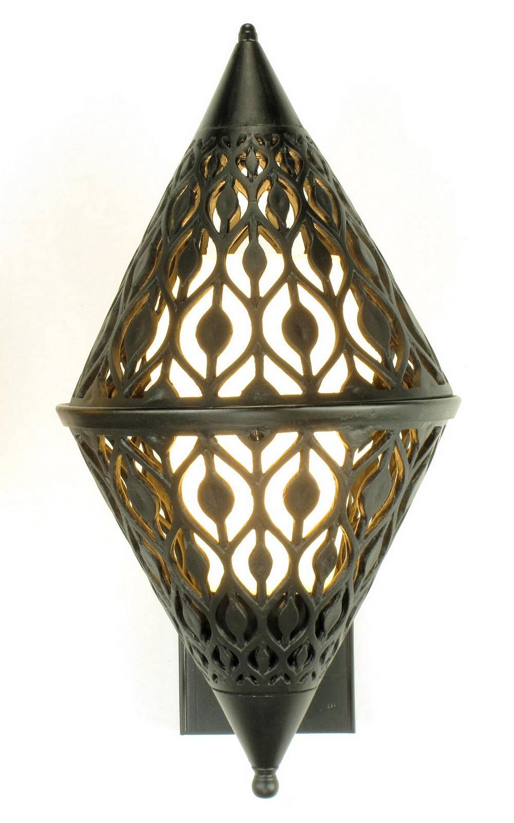 Pair of Black Enamel Pierced Diamond Sconces with Internal Milk Glass Shades For Sale 2