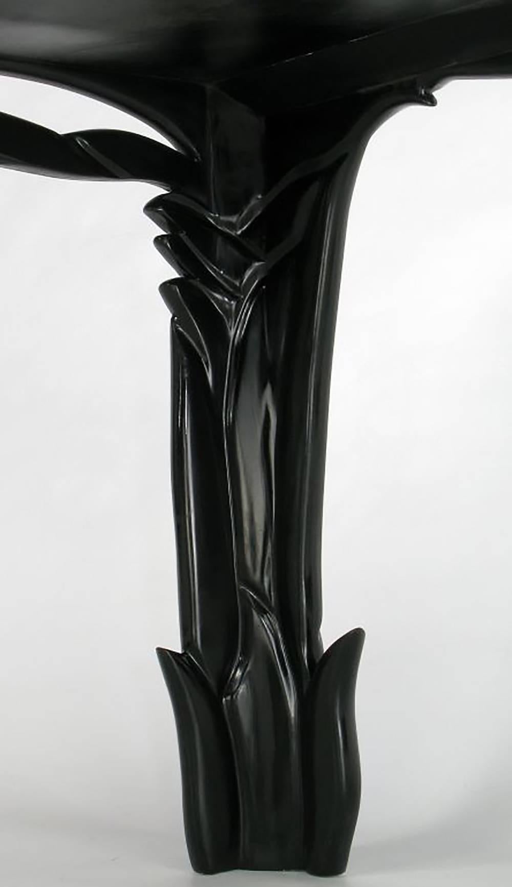 Late 20th Century Incredible Phyllis Morris Carved Wood and Black Lacquer Dining Table For Sale