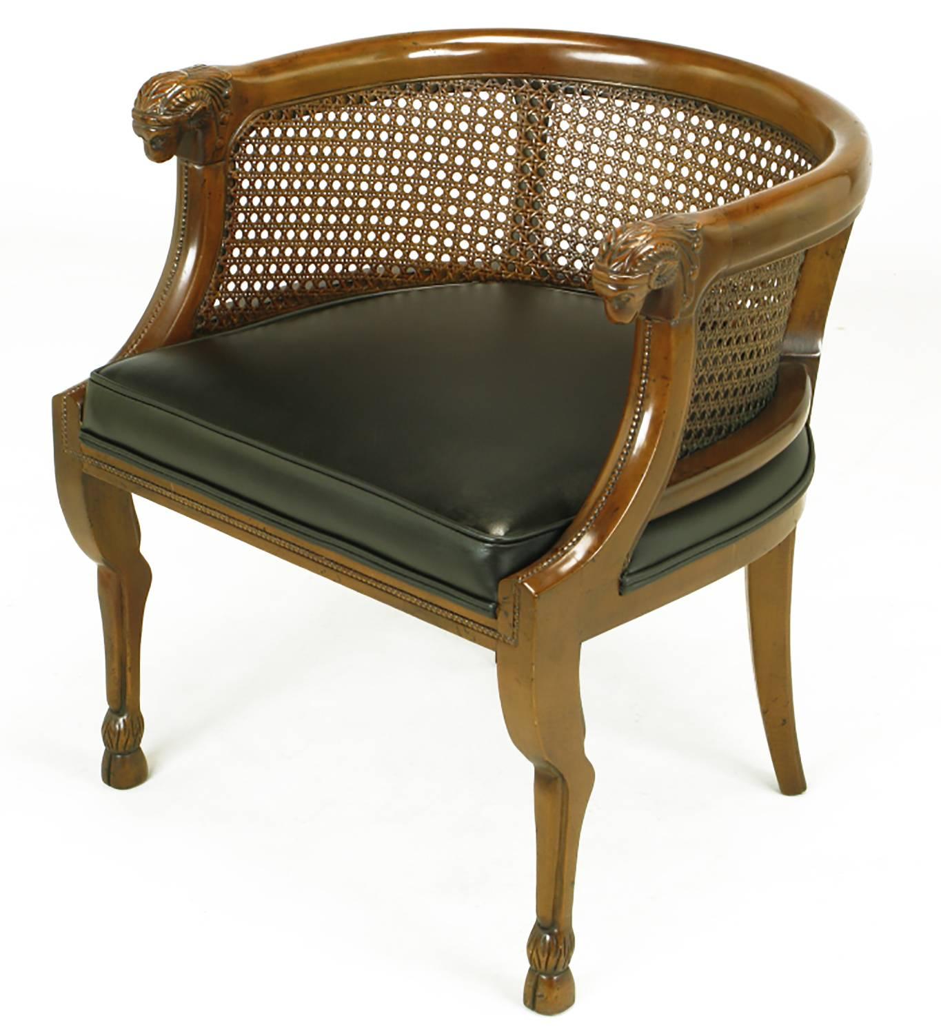 American Pair of Tomlinson Rams' Heads and Hoofed Legs Empire-Style Armchairs