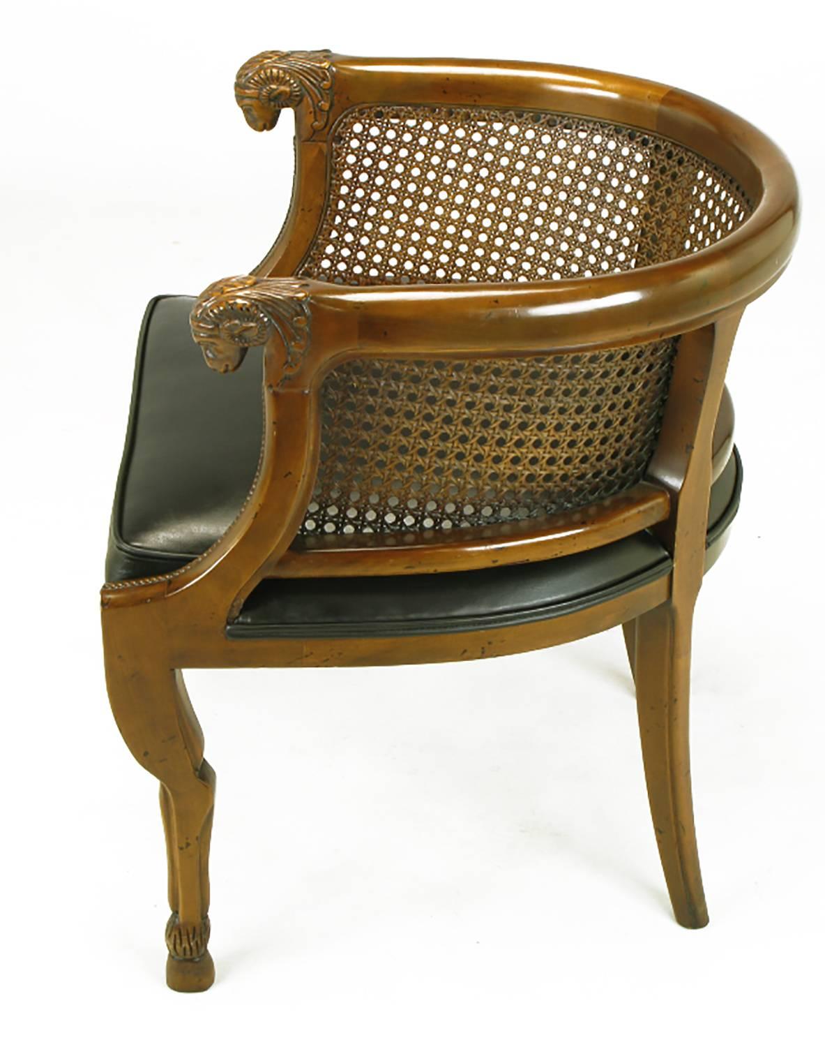 Pair of Tomlinson Rams' Heads and Hoofed Legs Empire-Style Armchairs In Excellent Condition In Chicago, IL