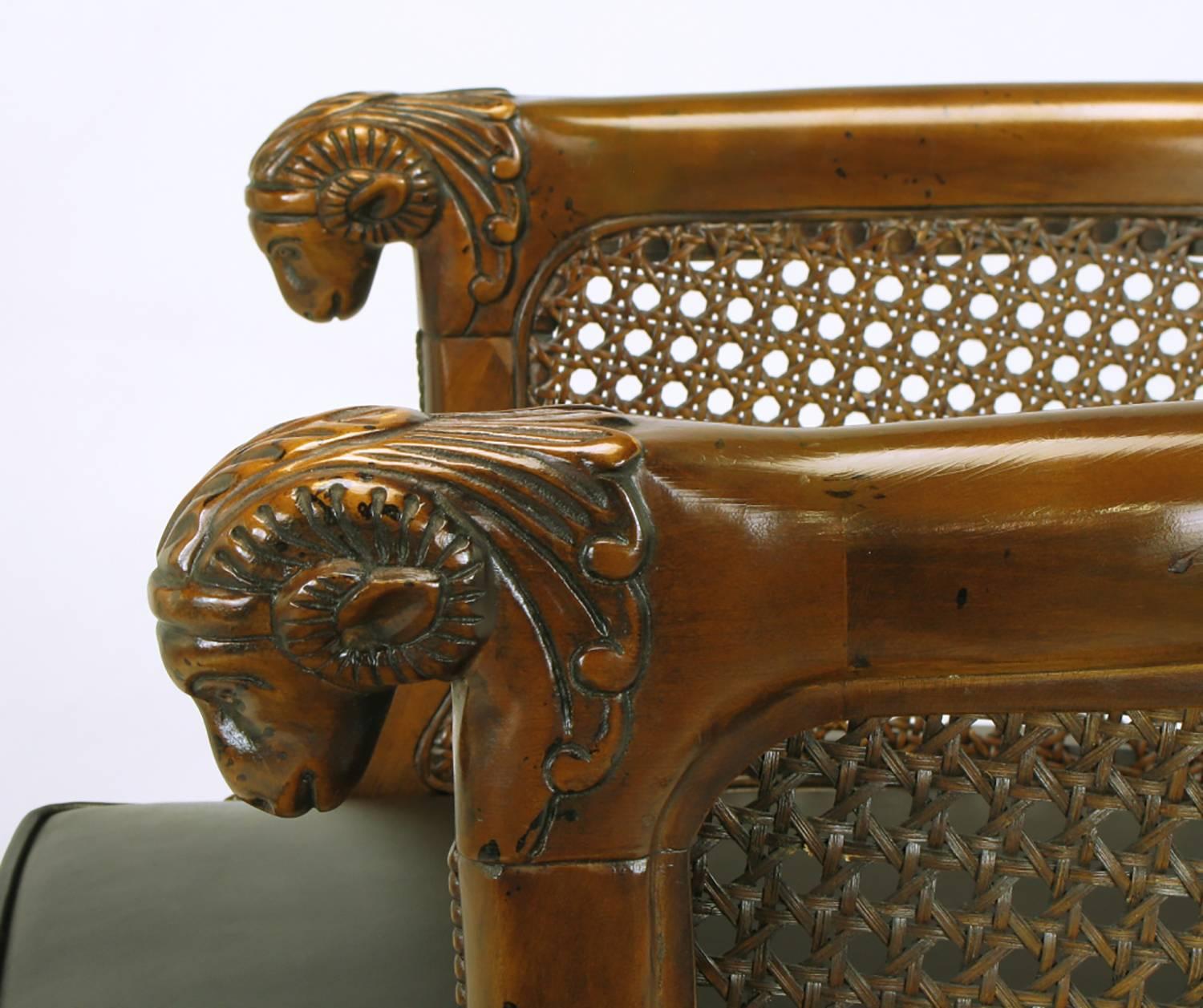 Pair of Tomlinson Rams' Heads and Hoofed Legs Empire-Style Armchairs 1