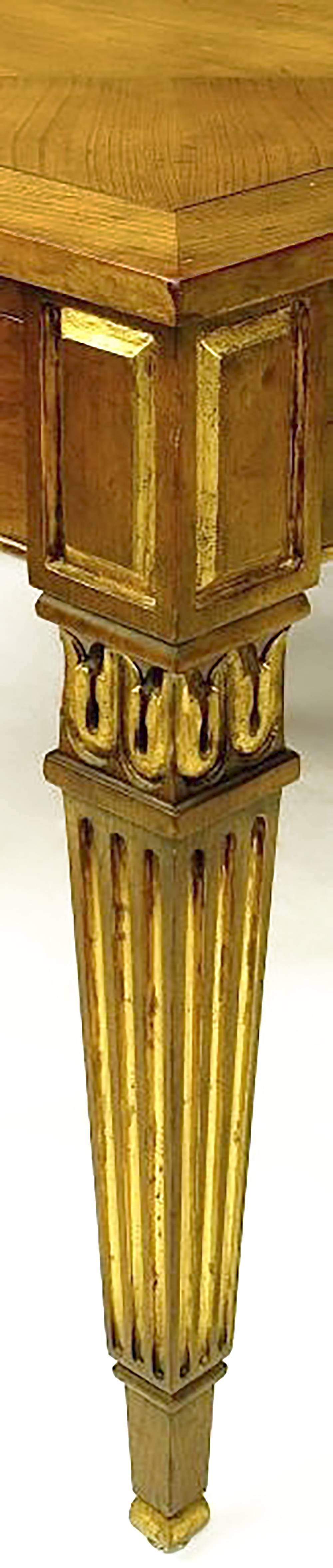 Brass Pair of Louis XVI Style Parcel-Gilt End Tables by Baker For Sale