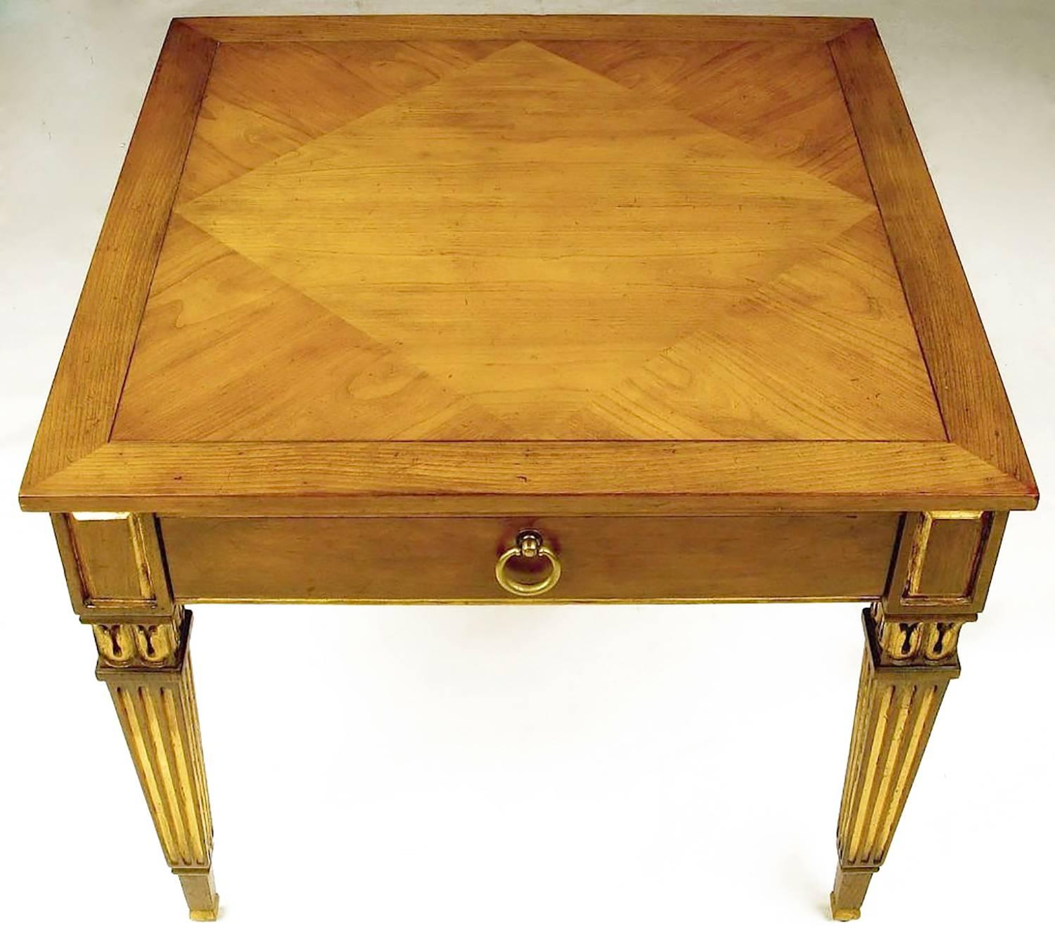 Mid-20th Century Pair of Louis XVI Style Parcel-Gilt End Tables by Baker For Sale