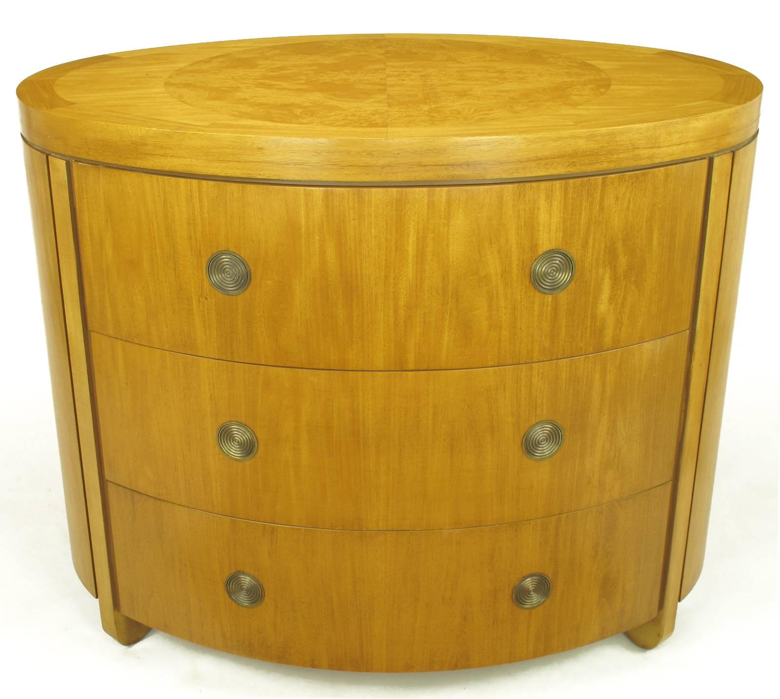 Charles Pfister for Baker Prima Vera Mahogany Three-Drawer Oval Commode 3