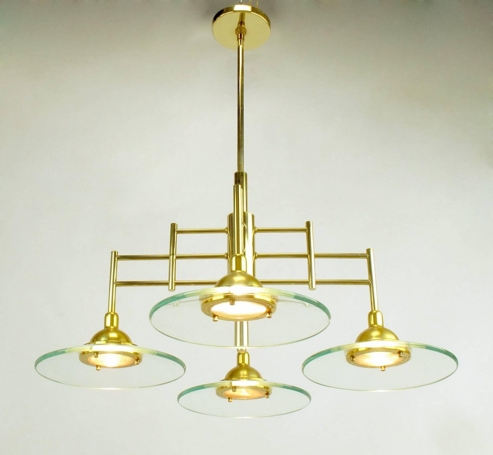 brass and glass chandelier