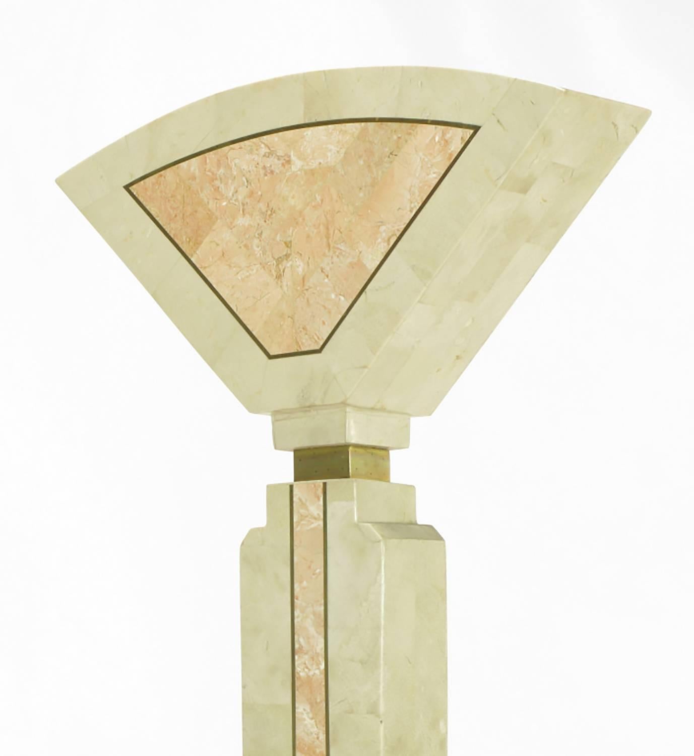 Tessellated Fossil Stone Floor Lamp by Robert Marcius for Casa Bique In Good Condition For Sale In Chicago, IL