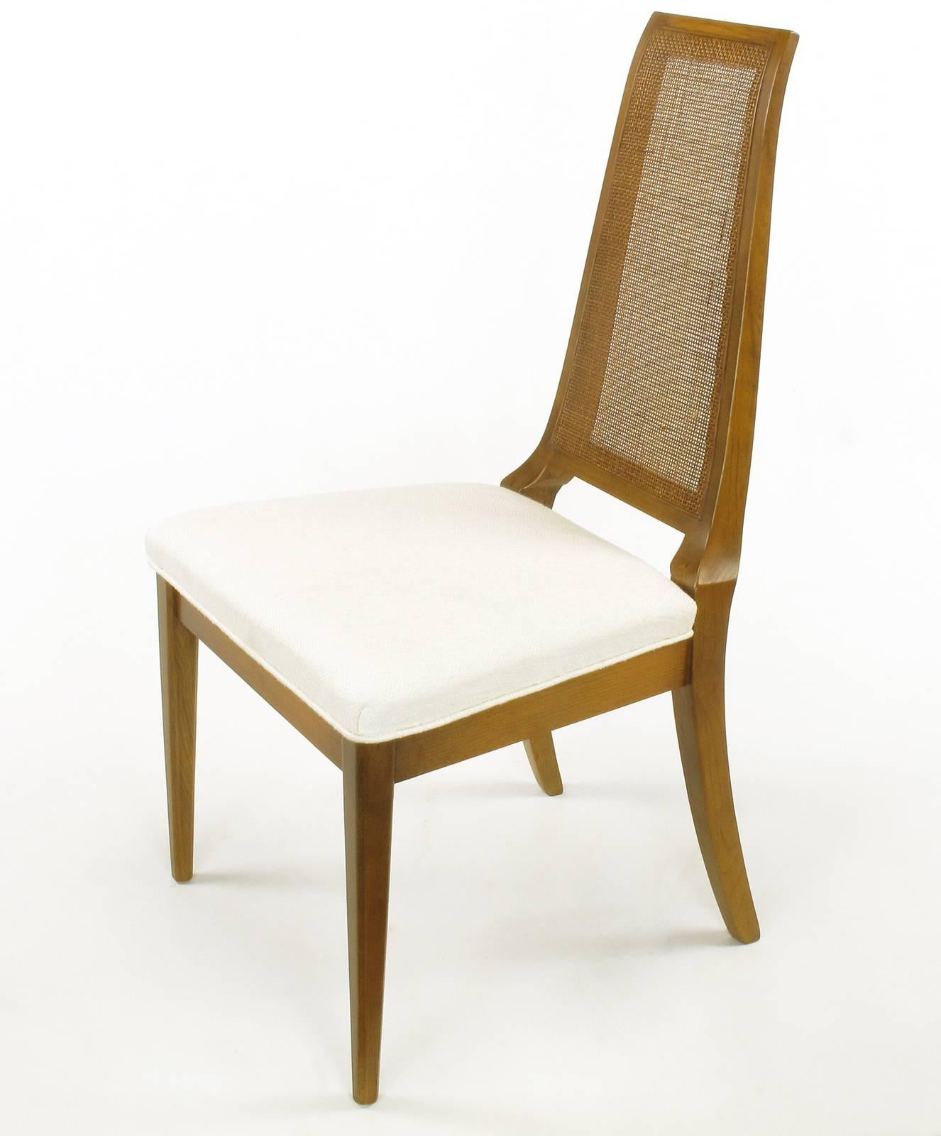 Mid-20th Century Sleek, circa 1950s Modern Walnut and Cane Dining Chairs For Sale