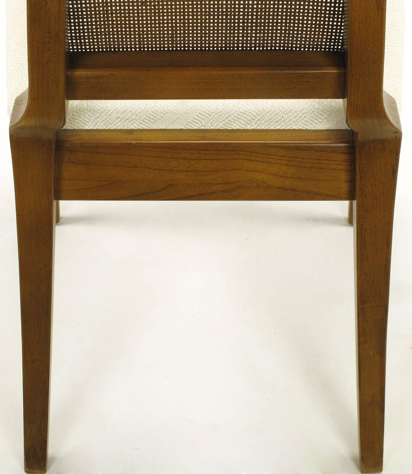 Sleek, circa 1950s Modern Walnut and Cane Dining Chairs For Sale 5