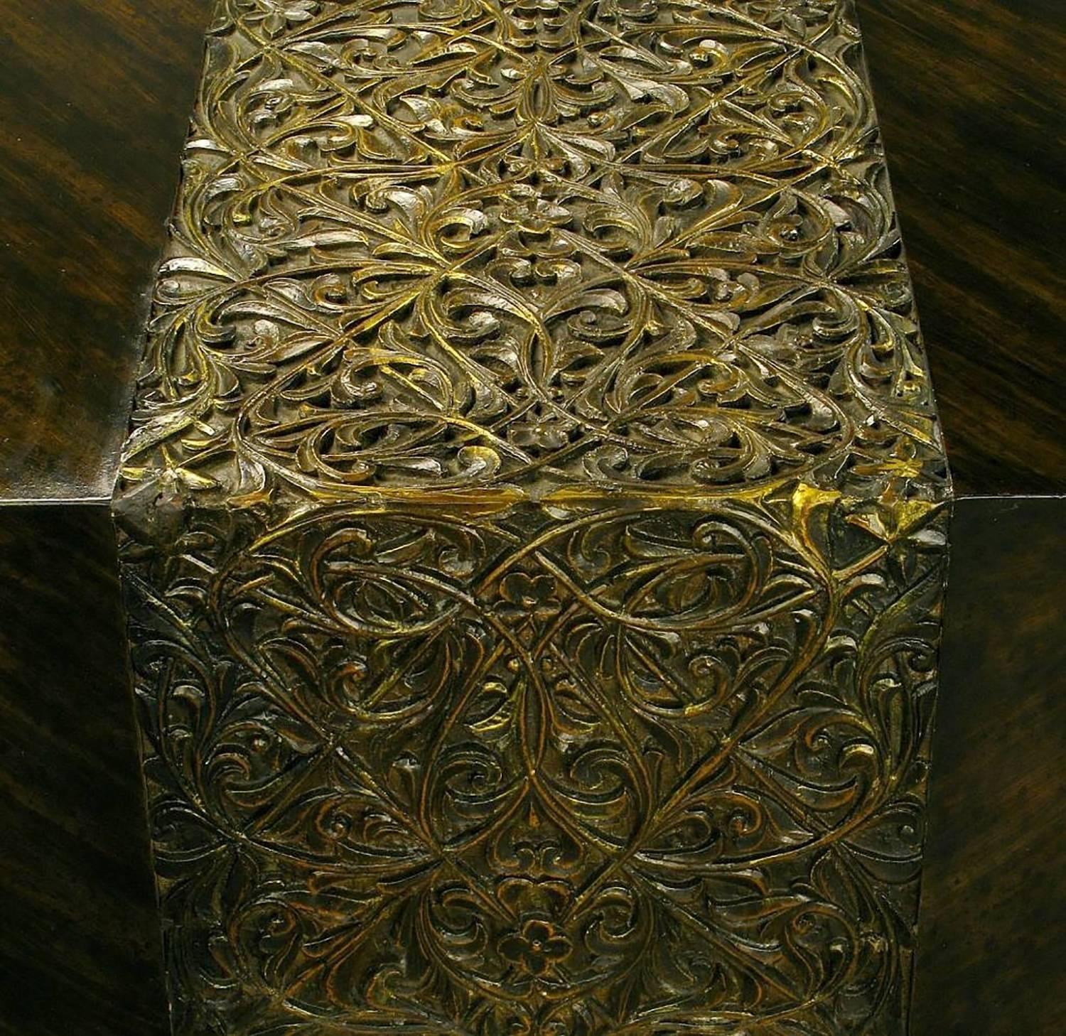 Late 20th Century Phyllis Morris Hand Painted Zebrano Wood and Gilt Arabesque Coffee Table