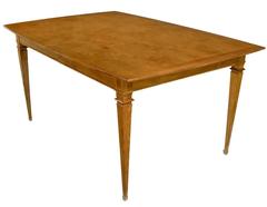 Empire Style Burled Walnut Parquetry Top Dining Table with Copper Accent