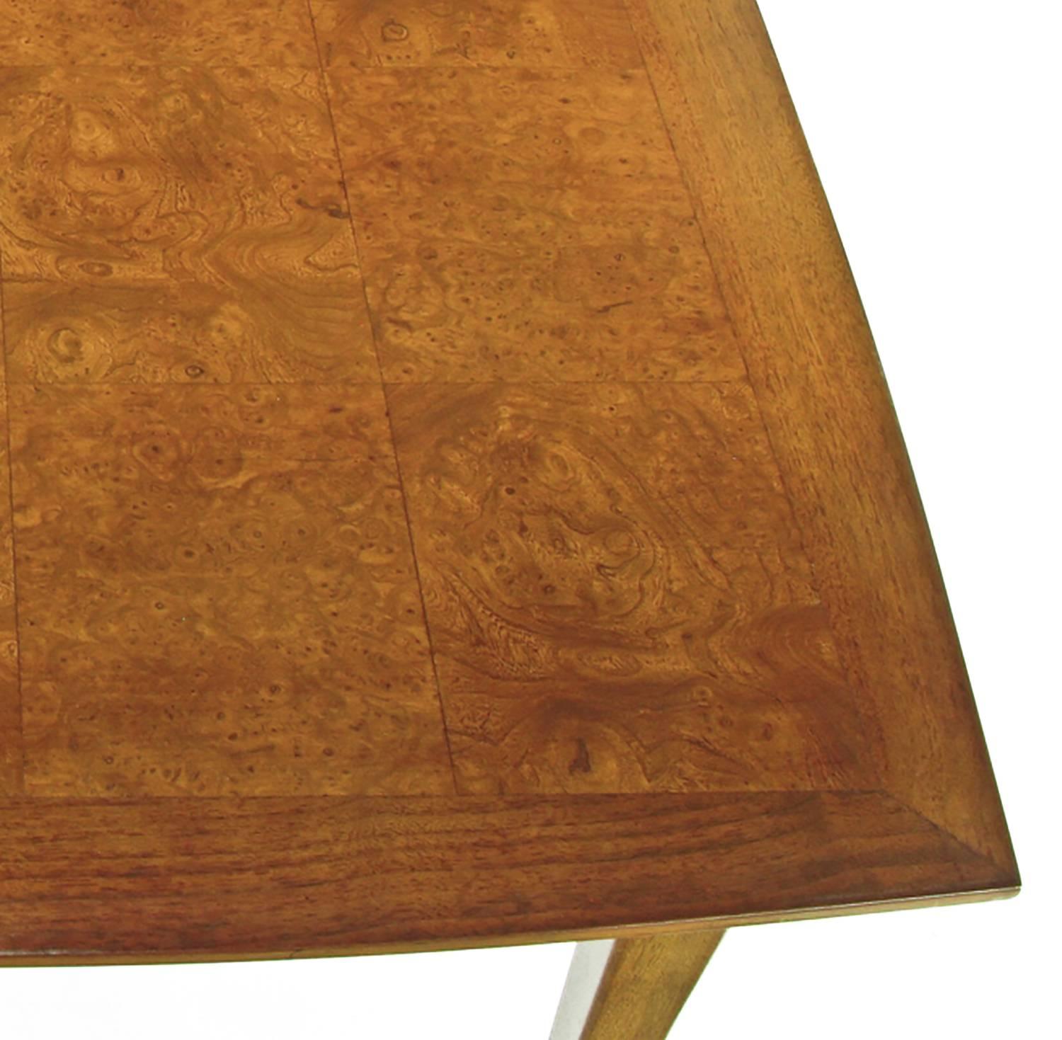 Empire Style Burled Walnut Parquetry Top Dining Table with Copper Accent For Sale 1