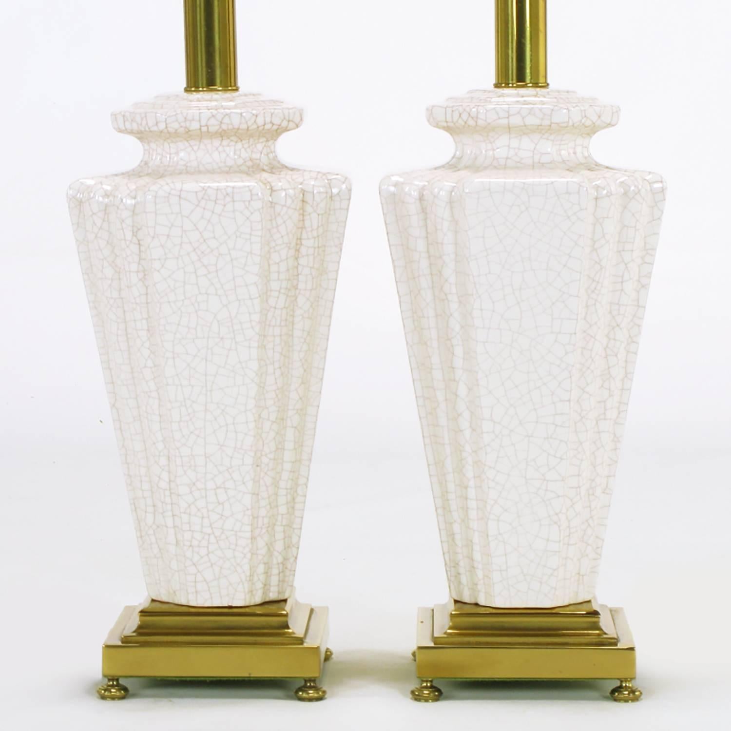 American Pair of Rembrandt Lamp Company Art Deco Craquelure Glaze Table Lamps