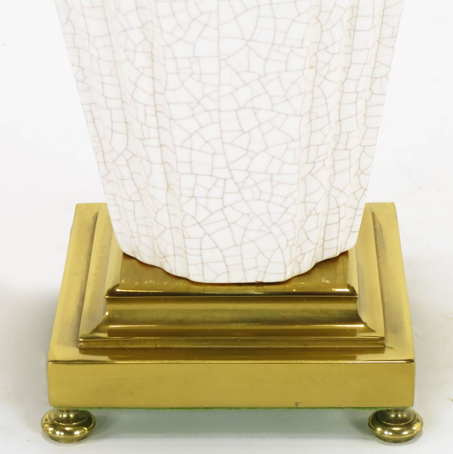 Late 20th Century Pair of Rembrandt Lamp Company Art Deco Craquelure Glaze Table Lamps