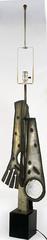 Substantial Tall Brutalist Metal Sculpture Lamp by Laurel