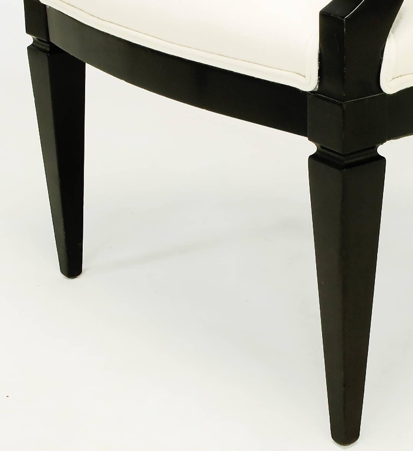Pair of Black Lacquer and Wool Armchairs with Interlocking Rings For Sale 3