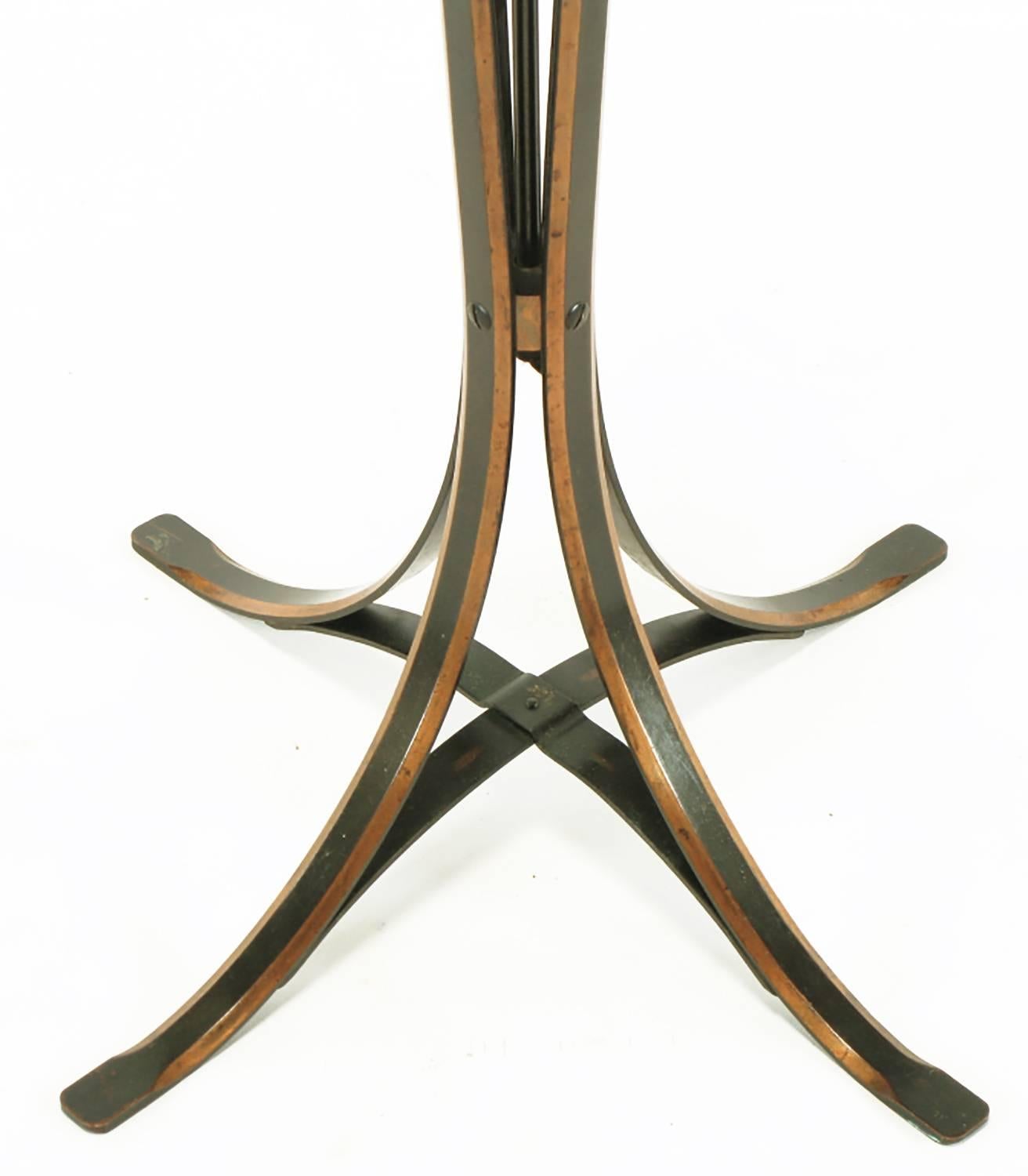 Elegant 1930s Floor Lamp of Copper over Bronze Straps with Drop-Rings For Sale 1