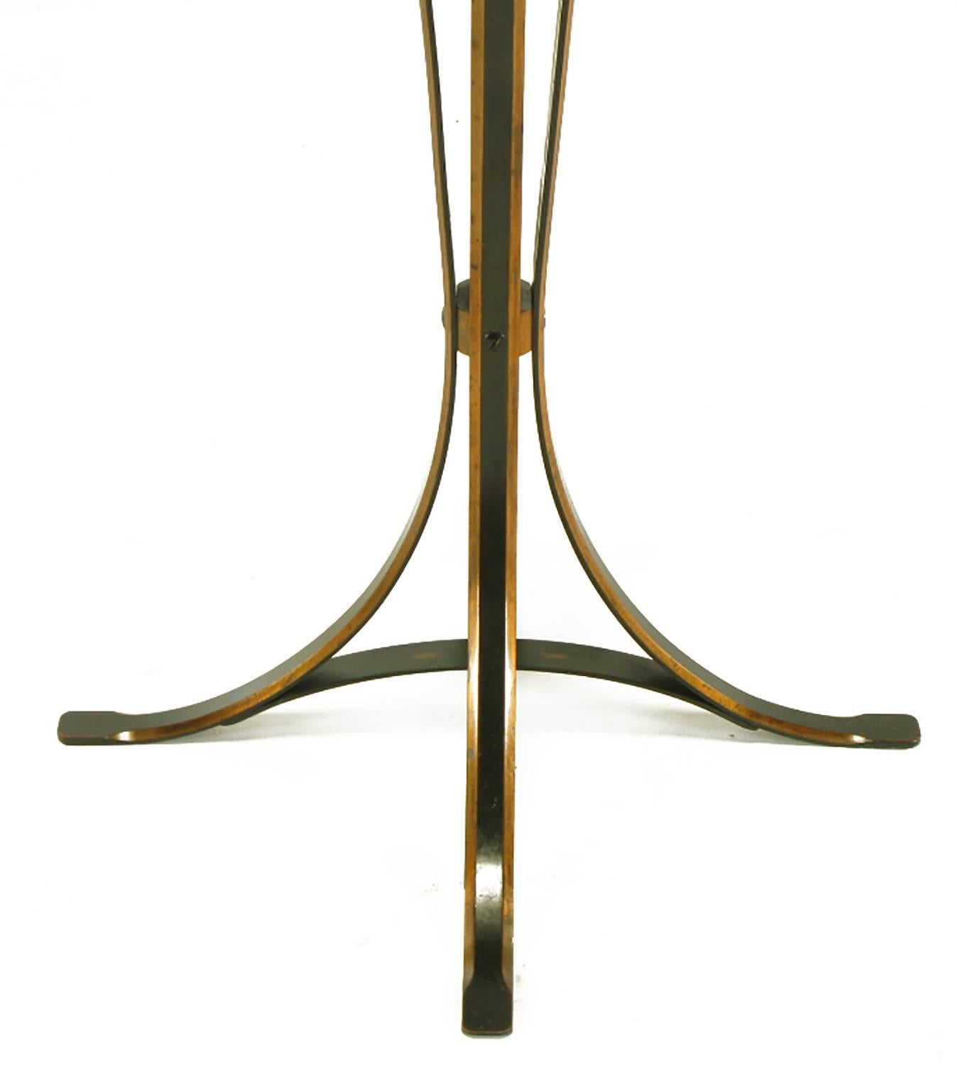 Elegant 1930s Floor Lamp of Copper over Bronze Straps with Drop-Rings For Sale 2