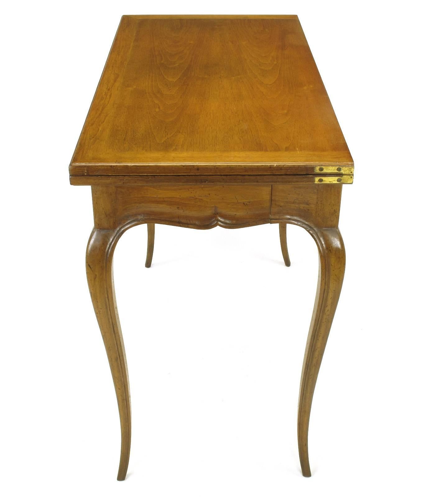 Mid-20th Century French Carved Fruitwood Cabriole Leg Flip-Top Game Table