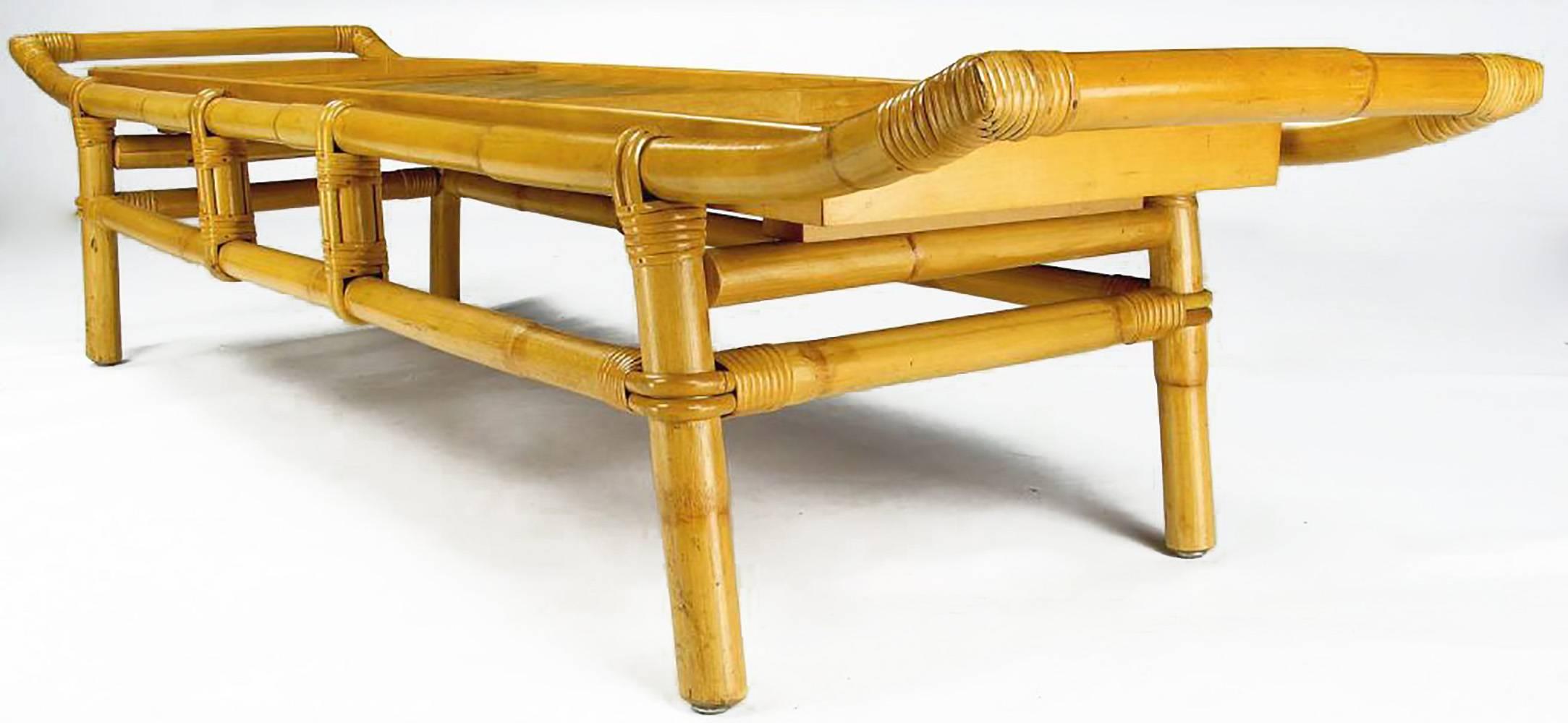 Mid-20th Century John Wisner Long and Low Pagoda Form Bamboo Coffee Table