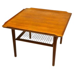 Teak and Cane Coffee Table Attr to Kurt Ostervig for Jason Moblier.
