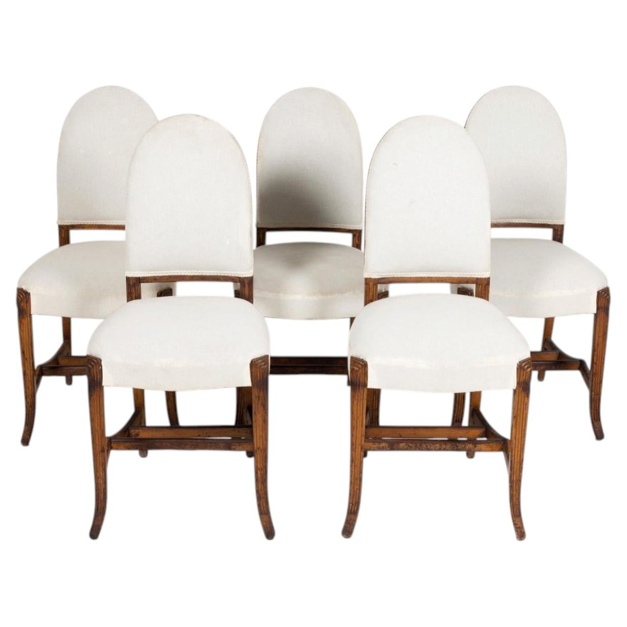 Set of 5 Eugene Schoen Atrrib. Dining Chairs From the SS Levaithan For Sale