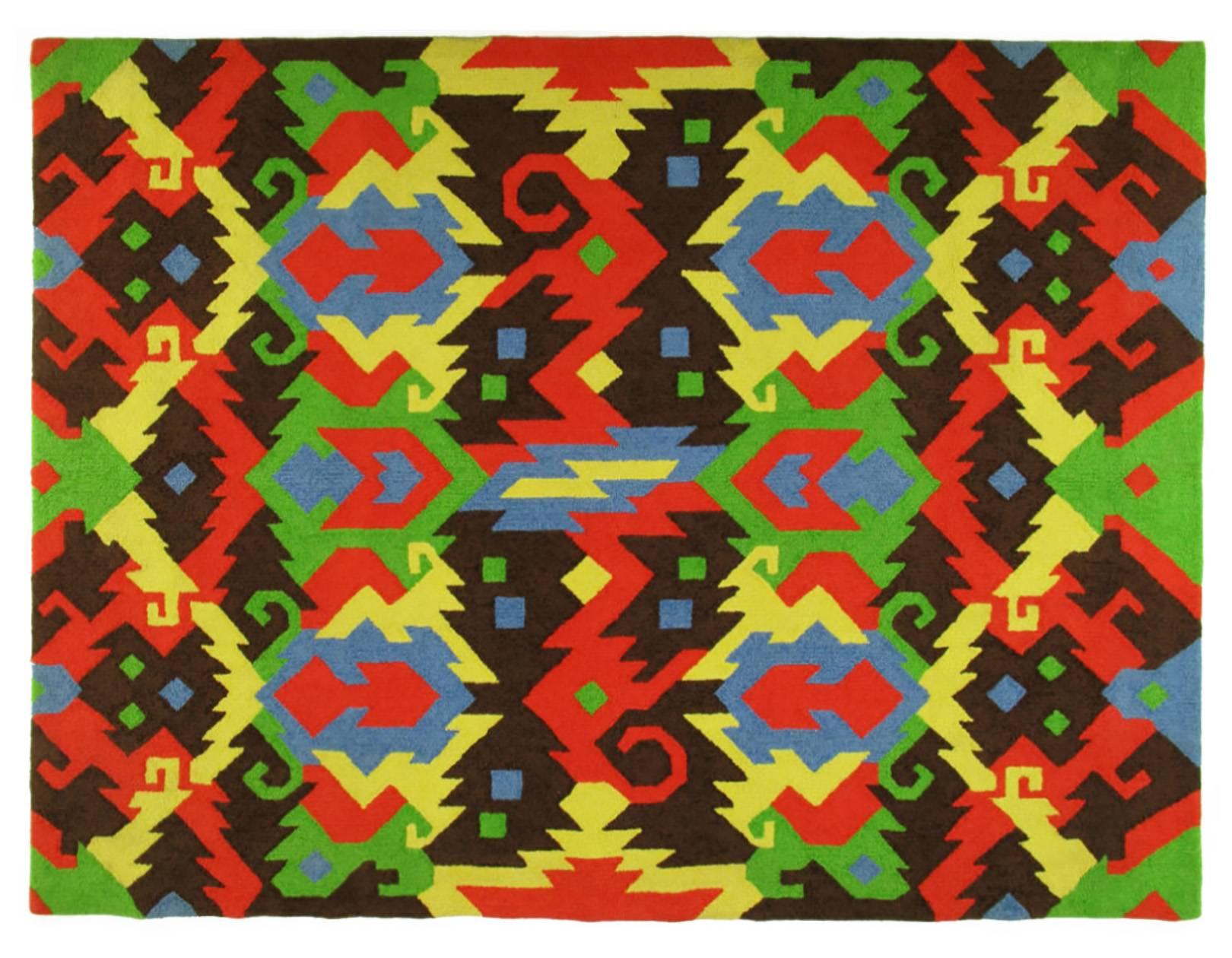 Pair of 1972 Edward Fields Colorful Geometric Rugs In Excellent Condition In Chicago, IL