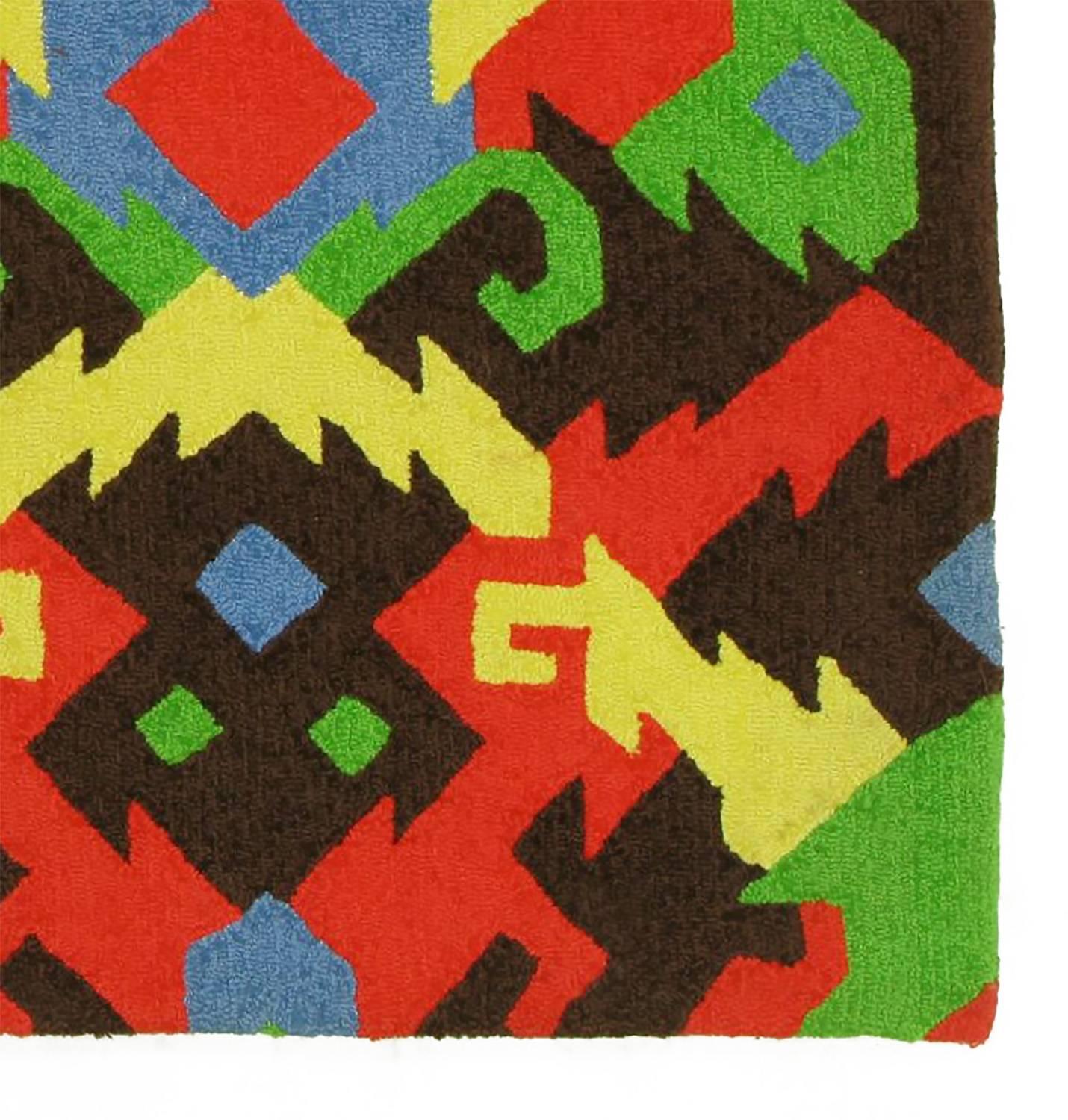 Pair of 1972 Edward Fields Colorful Geometric Rugs 2