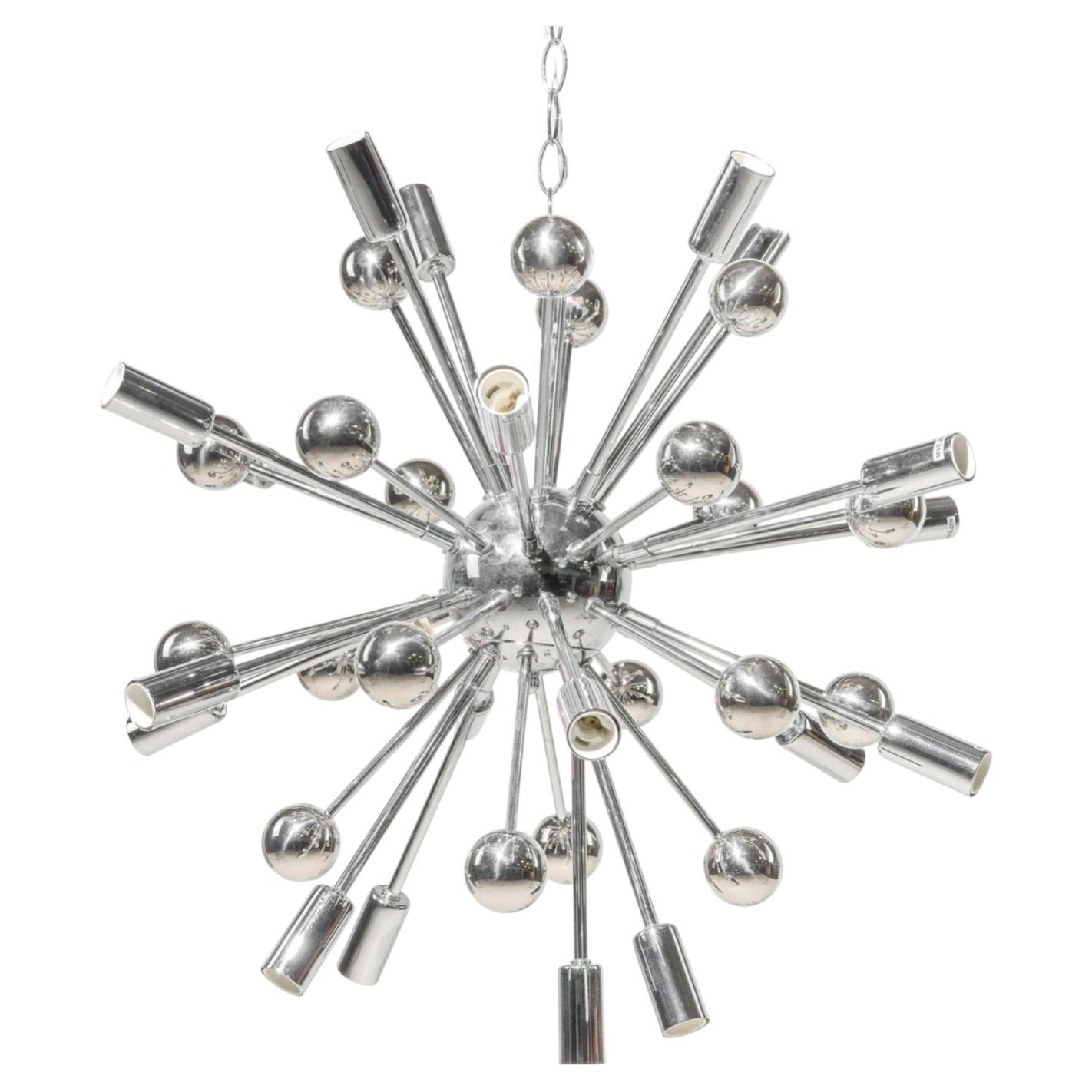 18 Light Danish Chrome Sputnik Chandelier For Sale