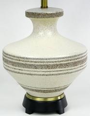 Lightolier Hand Thrown Stippled Glaze and Striped Pottery Table Lamp