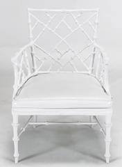 Six Phyllis Morris Cast Aluminum White Lacquer Chinese Chippendale Dining Chairs