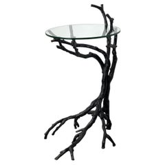 Branch Form Faux Bois Bronze Drink Stand Table.