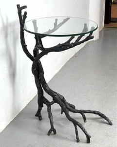 Branch Form Faux Bois Bronze Drink Stand Table.