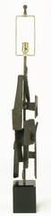 Brutalist Torch Cut and Welded Iron Table Lamp by Laurel