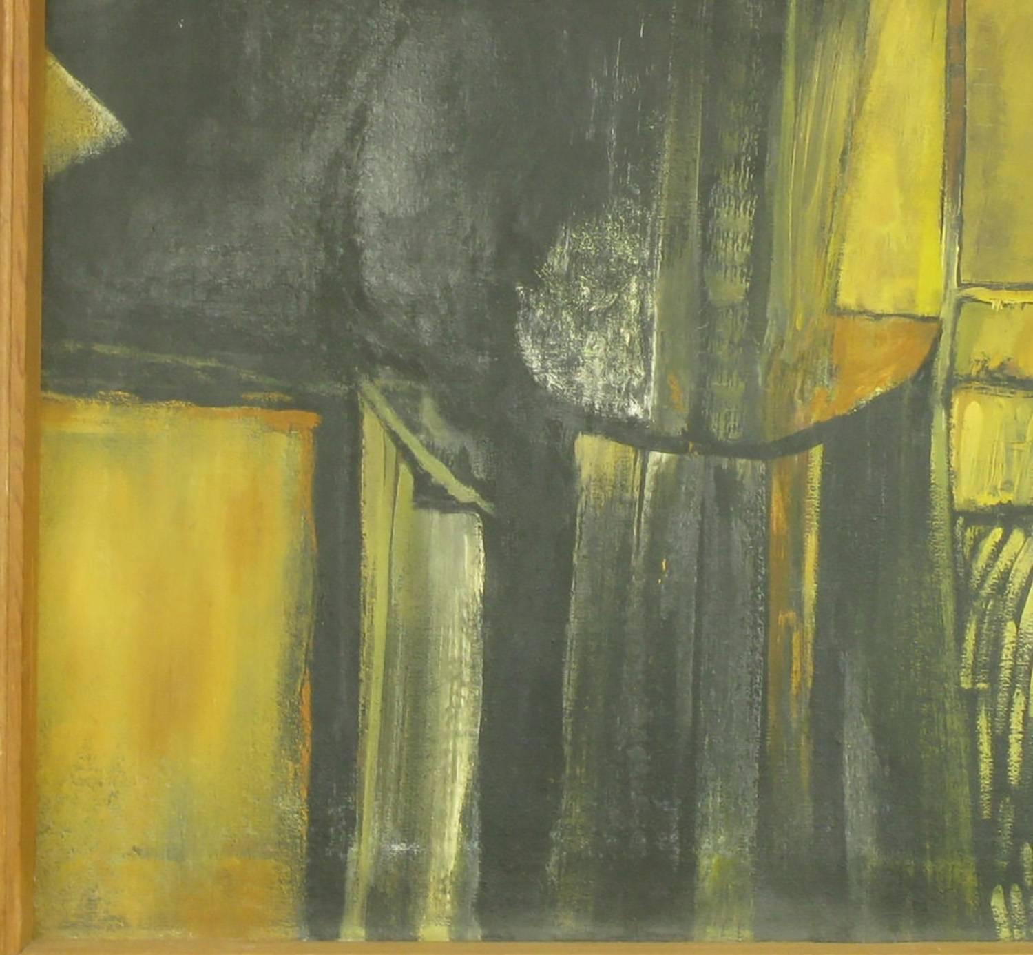 Grande peinture à l'huile expressionniste abstraite sur toile de R. Post, 1956 Bon état - En vente à Chicago, IL