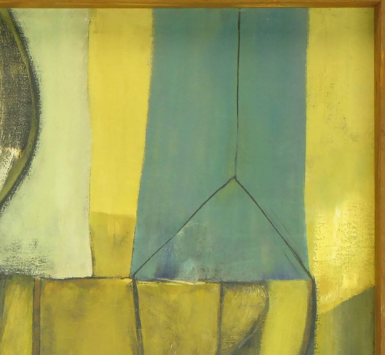 Milieu du XXe siècle Grande peinture à l'huile expressionniste abstraite sur toile de R. Post, 1956 en vente