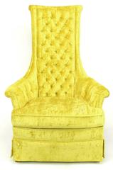 Tall Back Sinuous Lounge Chair in Gold Crushed Velvet, circa 1960s