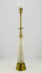 Tall Rembrandt Brass and Glazed Pottery Table Lamp
