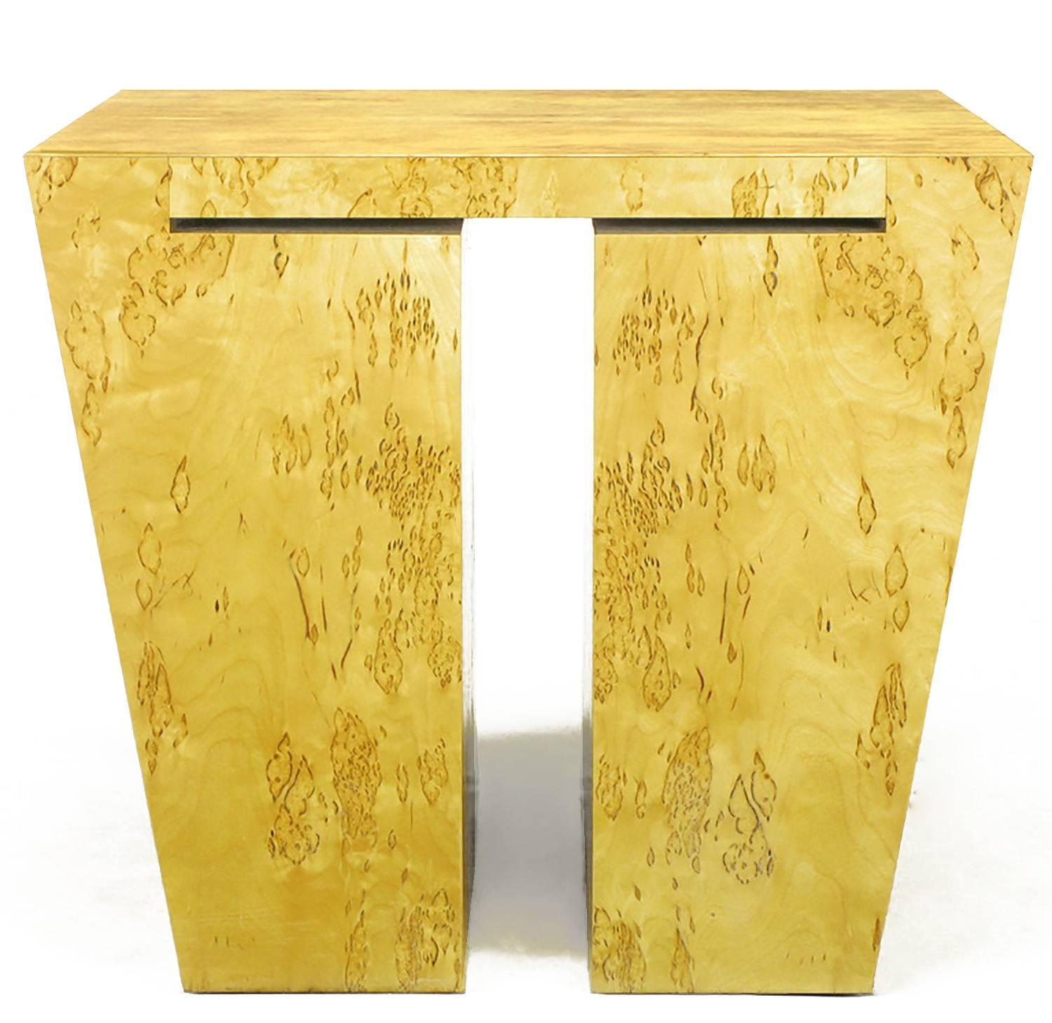 Pair of David Gulassa Studio Karelian Birch End Tables In Good Condition In Chicago, IL