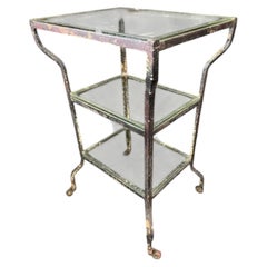 Table d'appoint à trois niveaux en fer et en verre des années 1930