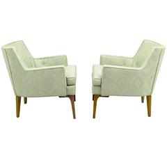 Pair of Classic Barrel-Back Club Chairs in Ikat Upholstery 7