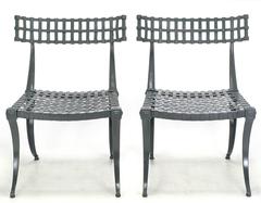 Excellent Set of Six Cast Aluminum Klismos Dining Chairs by Thinline