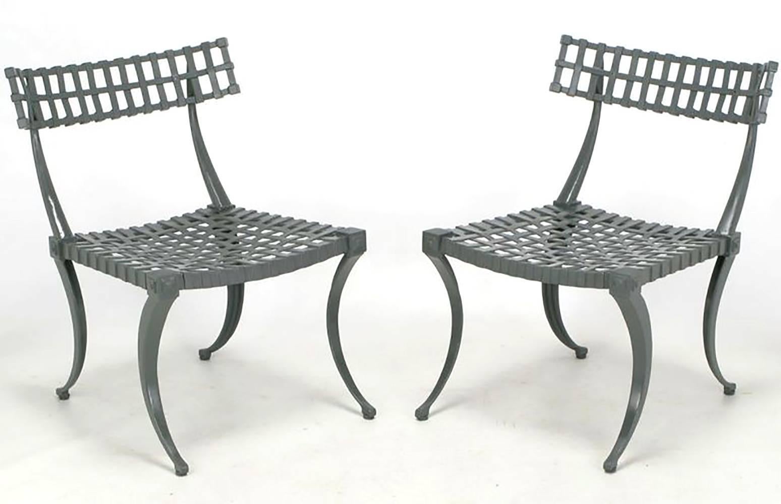 Mid-Century Modern Excellent Set of Six Cast Aluminum Klismos Dining Chairs by Thinline