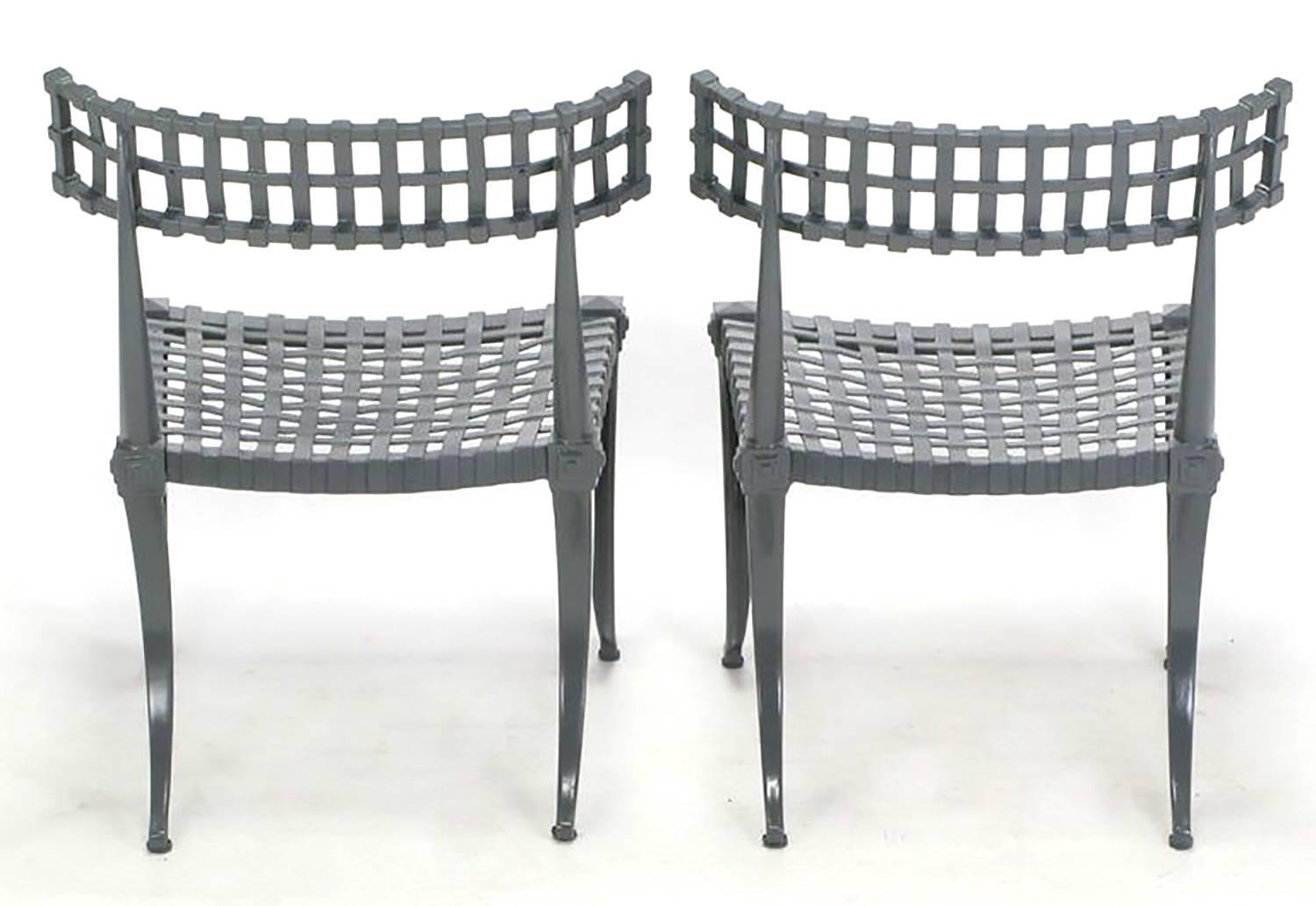 Mid-20th Century Excellent Set of Six Cast Aluminum Klismos Dining Chairs by Thinline