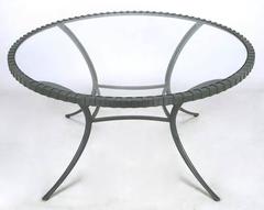 Incredible Round Klismos Leg Cast Aluminum Dining Table by Thinline