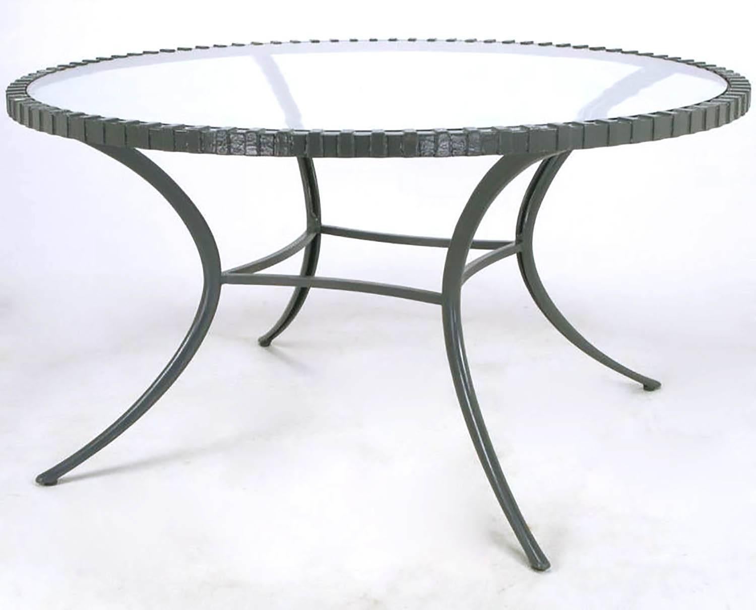 Mid-Century Modern Incredible Round Klismos Leg Cast Aluminum Dining Table by Thinline