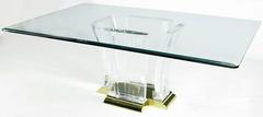 Grand Lucite and Brass Dining Table by Spectrum Limited