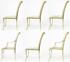 Set aus sechs Esszimmerstühlen aus Messing im Art-Déco-Stil des Design Institute of America